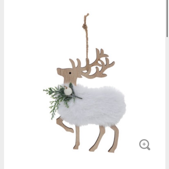New 4pc White Faux Fur Reindeer Ornaments - Picture 4 of 4